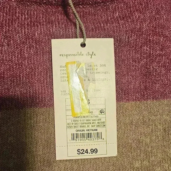 NWT A New Day Womens Multicolored Striped Mock Turtleneck Sweater Size XS - Picture 3 of 9